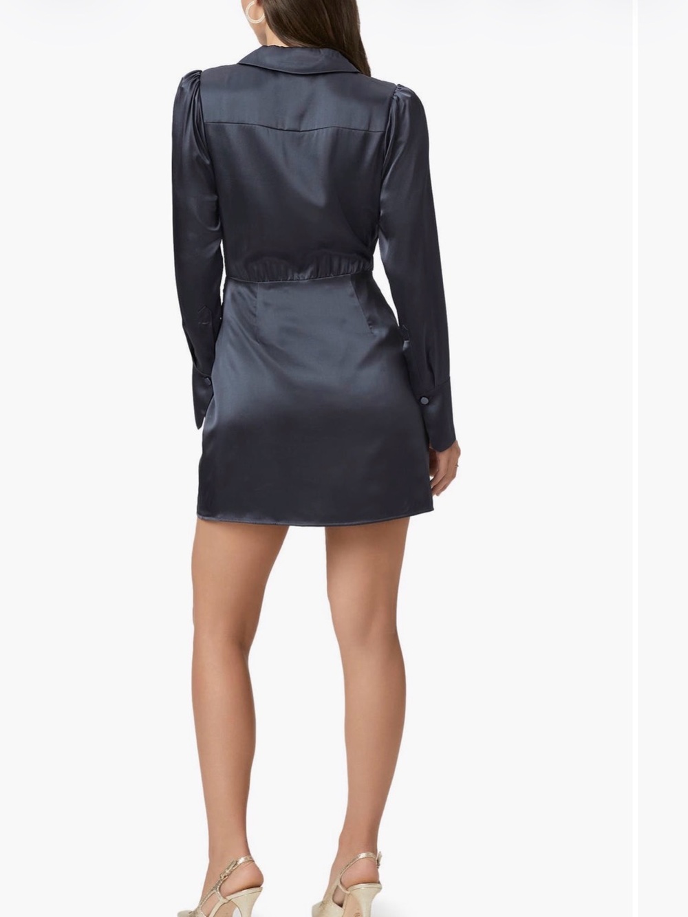 Paige Satin Wrap Mini Dress in Charcoal - Picture 4 of 4